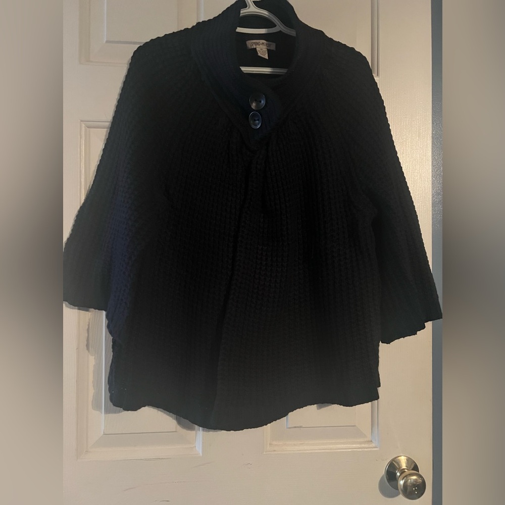 Black cape sweater with sleeves